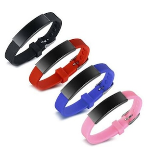 Customized Men Women Medical Alert ID Aid Silicone and stainless steel Bracelet