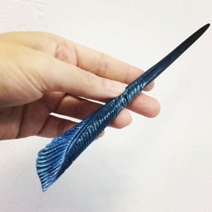 Magic Wand Hand Made / Wand Chooses the Wizard/ Wizard wand / Feather wand / Custom Wand / Wood Wand /Hand Carved Magic Wands/Blue Bird