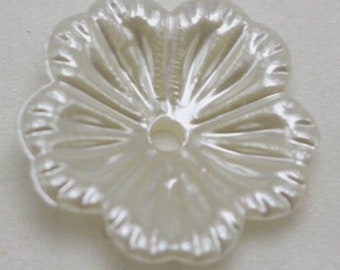 Ivory Pearl Acrylic Bead caps - 12mm diameter, 3mm height w/2mm hole, 10/pack, flower antique style (BCWPF155)