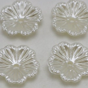 Ivory Pearl Acrylic Bead caps 12mm diameter, 3mm height w/2mm hole, 10/pack, flower antique style BCPFIV1210 image 3