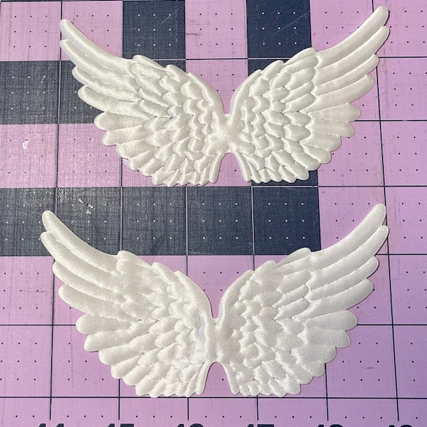 5.25x2.75x.04" (13.3x7cm) Angel/Fairy Wings,2/pk, glossy embossed satin both sides ornaments bauble applique crafts art sewing