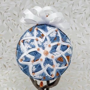 QK-354 'Copper Ridge II' Cross Star' Quilted diy Ribbon Ornament Kit 4" (10cm)