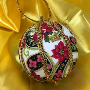 DiY KIT KK-8 Kimekomi Christmas Paisley DIY no-sew Ornament Kit - 3.5&quot; (9cm ball)
