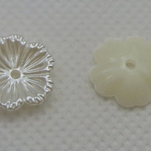 Ivory Pearl Acrylic Bead caps 12mm diameter, 3mm height w/2mm hole, 10/pack, flower antique style BCPFIV1210 image 2