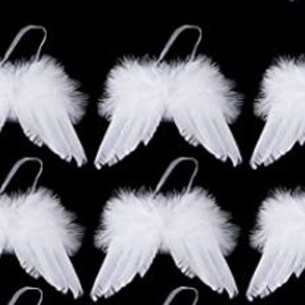 6"w x 5"h, Angel Feather Wings 2/pk White Angel Wings Christmas Tree Decor,Vintage Pendant,Xmas Party Decor, DIY Craft & Wedding Prop