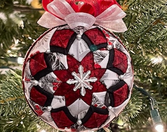 QK-153 "White Pine" Quilted no-sew Ornament Kit/Tutorial, 3" (8cm)