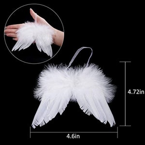 4.72× 4.6&quot;, Angel Feather Wings 2/pk White Angel Wings Christmas Tree Decor,Vintage Pendant,Xmas Party Decor, DIY Craft & Wedding Prop