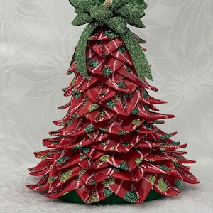 DiY Kit QK-159 FestiviTree!  16cm x 13cm (6.3&quot; x 5.1&quot;) Tree, Ribbon folded fabric, Christmas, traditional, eps soft polystyrene styrofoam