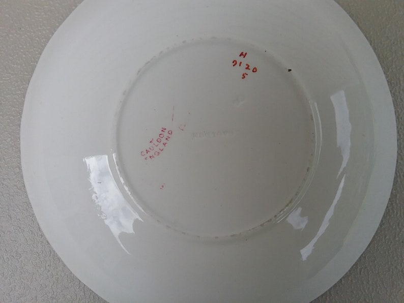 Royal Cauldon Souvenir Aqua Pattern Dessert Bowl and Saucer