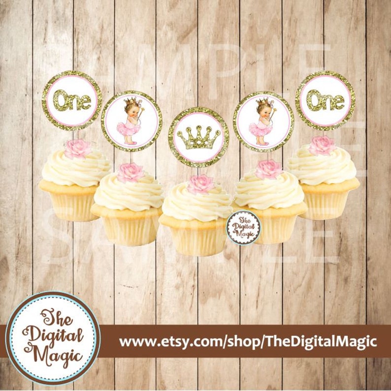 Pink And Gold Princess Cupcake Toppers Pink Gold Topper Printable Instant Download Princess Birthday One Gold Cake Topper Cupcake Paper Party Supplies Party Decor Kromasol Com