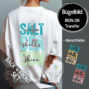 Bügelbild Aufbügelbild | Iron On Transfer für Shirt | Back & Front | Farbe wählbar | Bügelbild Kleidung | DIY T-Shirt #Salt Sea Sun