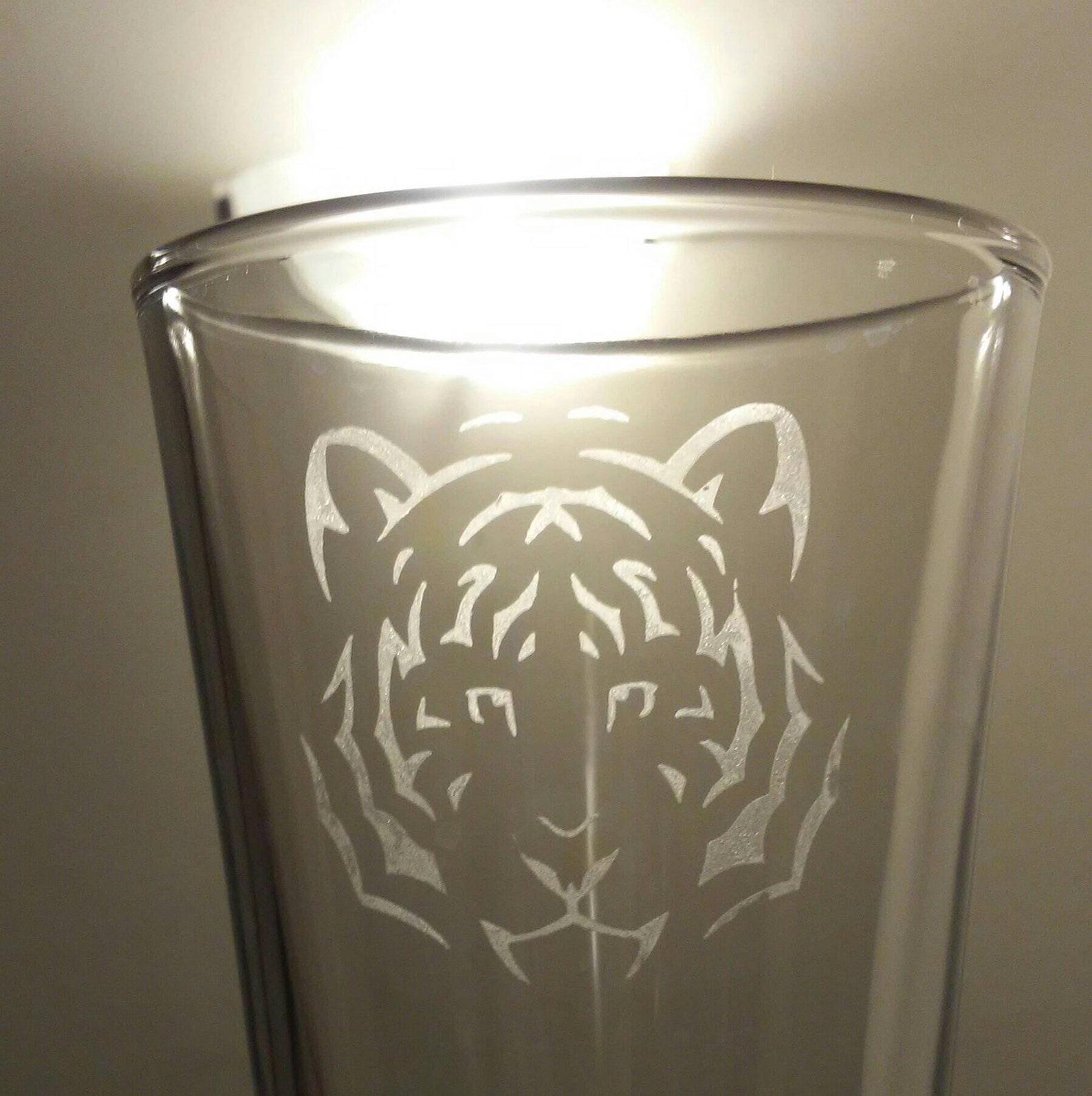 Tiger Pint Glass Etched Glass Etsy Hong Kong