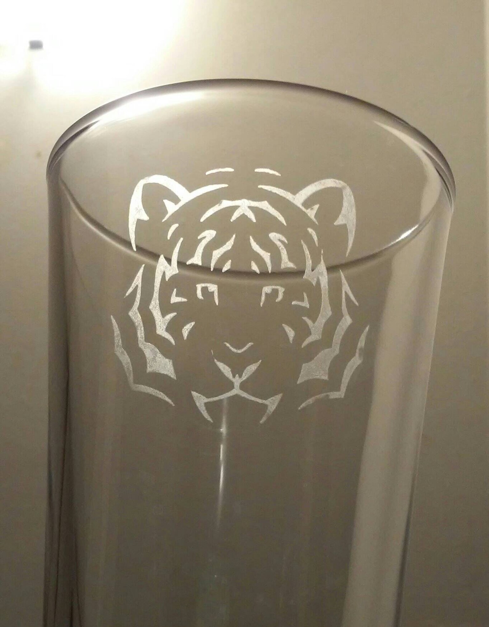 Tiger Pint Glass Etched Glass Etsy Hong Kong
