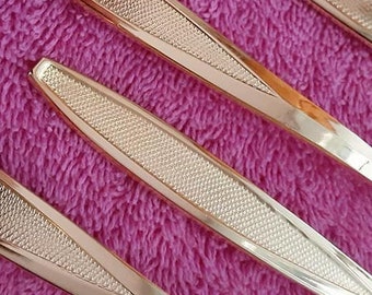 50 piece service for 8 vintage gold textured flatware set by Present