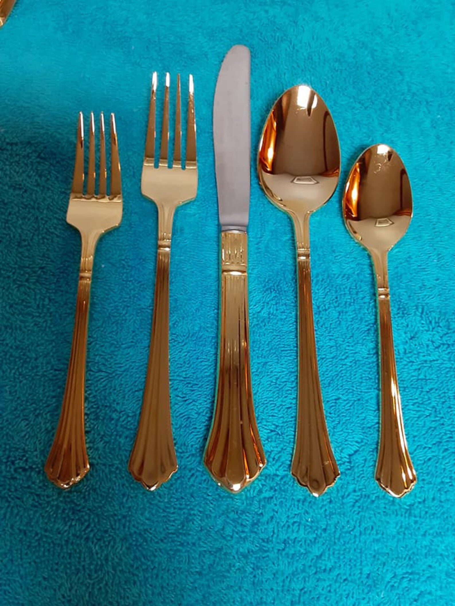 46 Piece Retroneu Century Gold Flatware Set for 8 Etsy