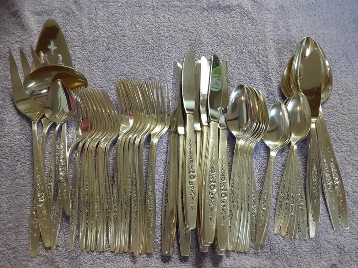 48 Piece IS Laurel Mist Deep Silver Flatware Set for 8 Etsy