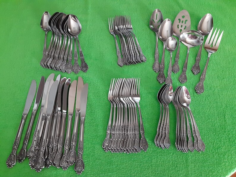 67 Piece MSI Normandy Stainless Flatware Set for 12 Etsy
