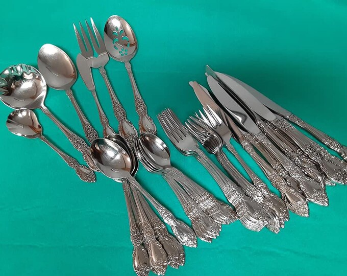 46 Piece Oneida Wordsworth OCQ Stainless Flatware Set for 8 Etsy