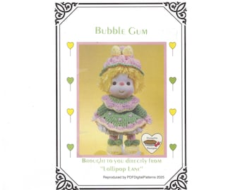 PDF Vintage Crochet 14" Lollipop Lane Doll - Wzór na gumę balonową - Dumplin Designs - Pobieranie cyfrowe
