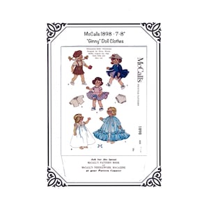 PDF 8 1/2&quot; x 11&quot; McCalls 1898 - 7-8&quot; Dolls Wardrobe for Ginny, Wendy, Muffie, Lingerie Lou, Gig, Daisy Dolly and Mary Lou - Digital Download