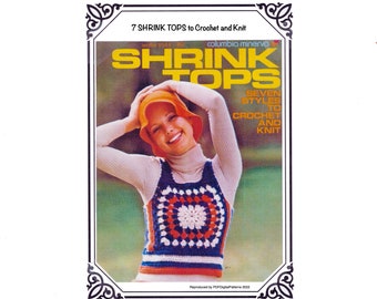 PDF Vintage Crochet Boho 7 Shrink Tops to Crochet and Knit with Granny Squares - Digital Download