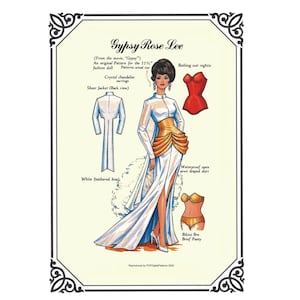 Patrón de costura para muñeca de moda Gypsy Rose Lee de 11/12" con instrucciones (PDF) - Descarga digital - Tamaño carta