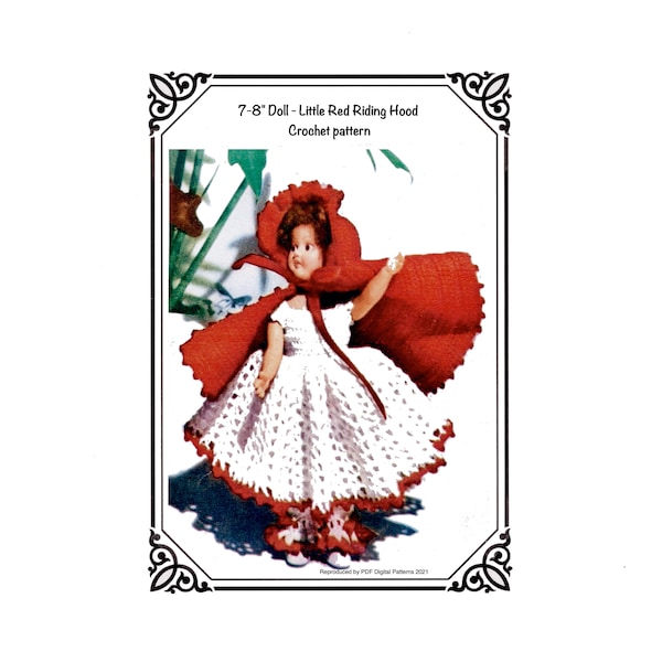 PDF Crochet 7-8" or 16" Doll Little Red Riding Hood Pattern - American Thread Company - Digital Download