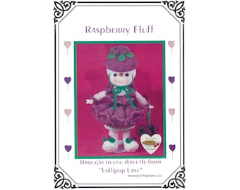 PDF Vintage Crochet 14" Lollipop Lane Doll -  Raspberry Fluff Pattern -  Dumplin Designs - Digital Download