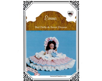 PDF Vintage Crochet Pattern 13" Emma Bed Doll & Sweet Dreams Dress Outfit for 13 and 14 Inch Dolls - Dumplin Designs - Digital Download