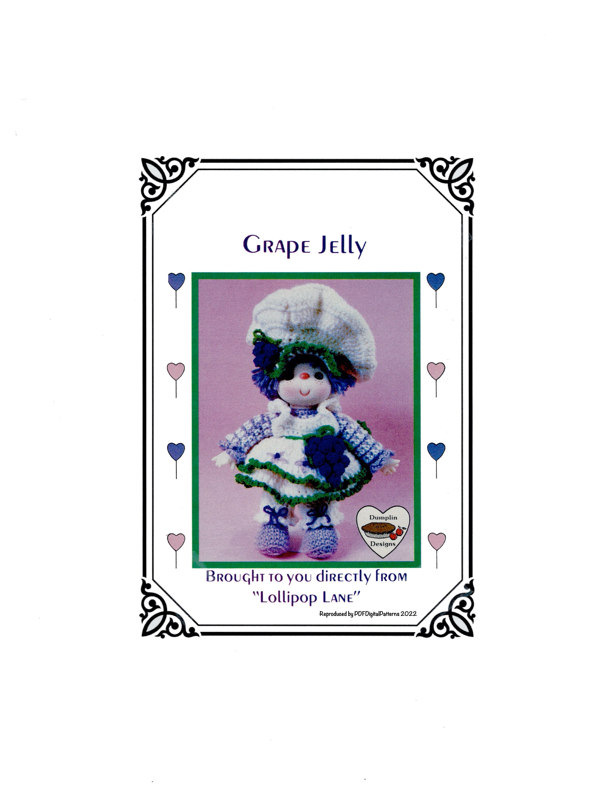 PDF Vintage Crochet 14 Lollipop Lane Doll Grape Jelly Pattern Dumplin