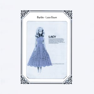 PDF Crochet Barbie or 11 1/2" doll beaded Lacy Dress Pattern -  Digital Download