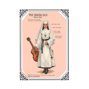 PDF Fashion Doll 11 1/2" -Singing Nun - Sister Anne Sewing Pattern with instructions - Digital Download - Letter size