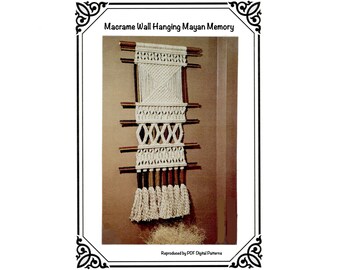 PDF Instant Download - Wall Hanging Macrame Pattern - Instructions - Mayan Memory - 2' x 4" wall hanging - Digital Download