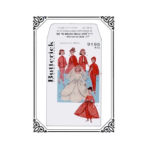PDF Letter size -Butterick 9195 Sewing pattern for 10 1/2&quot;  High-Heel Dolls Includes Long Dress, veil, coat, pajamas plus - Digital Download