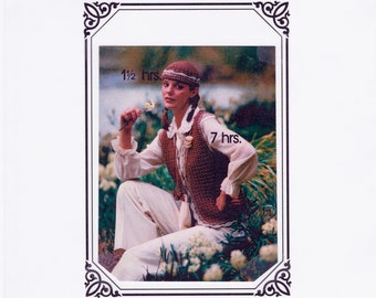 PDF Vintage Crochet Boho Scalloped Edge 7 hr. Vest and 1 1/2 hr. Hat - Quick and Easy - Digital Download