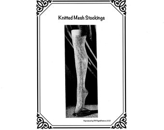 PDF 1940's Knitted Mesh Stockings-  Knitting patterns - Digital Download