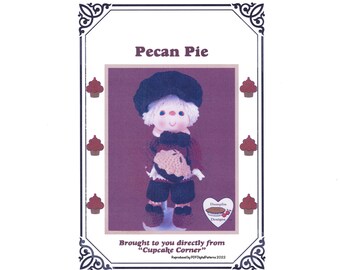 PDF Vintage Crochet 14" Cupcake Corner Doll -  Pecan Pie Pattern - Dumplin Designs - Digital Download