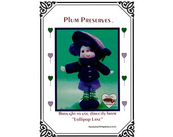 PDF Vintage Crochet 14" Lollipop Lane Doll -  Plum Preserves Pattern - Dumplin Designs - Digital Download