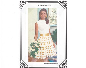 PDF 1960's Crochet Sleeveless Dress -Size 8. 10, 12, 14 (Bust 31 1/2"-36")  -  Crochet patterns - Digital Download