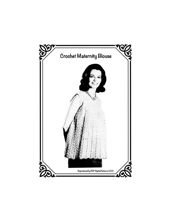 PDF 1960's Crochet Maternity Blouse Pattern size S bust Etsy
