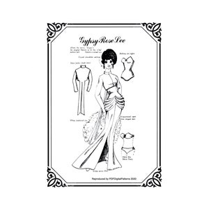 PDF Letter size - Gypsy Rose Lee - Padrão de costura de boneca 11/12" com instruções - Download digital