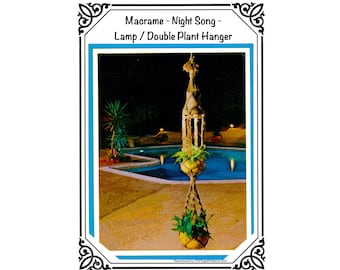 PDF Instant Download - Macrame Lamp / Double Plant Hanger - Night Song - Pattern - Instructions --Boho - Retro design  Digital Download