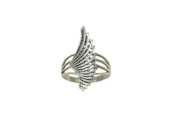 Anillo de plata de ley con forma de ala de ángel