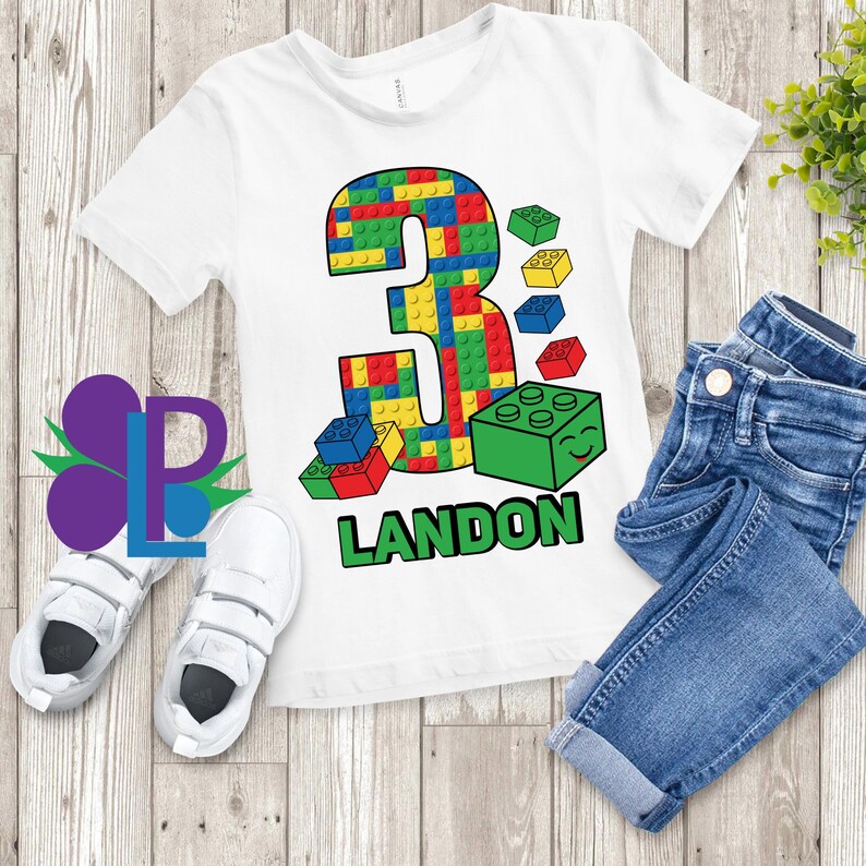 Boys Blocks Birthday Shirt Colored Blocks Building Blocks Birthday Shirt Kids Building Blocks Birthday Shirt Childs Blocks Birthday afbeelding 4