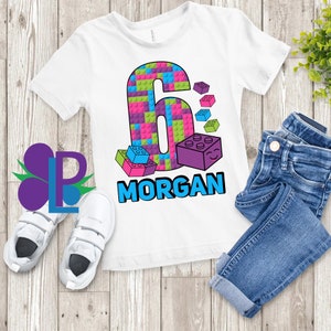 Girls Blocks Birthday Shirt | Colored Blocks | Building Blocks Birthday Shirt | Kids Building Blocks Birthday Shirt | Childs Blocks Birthday