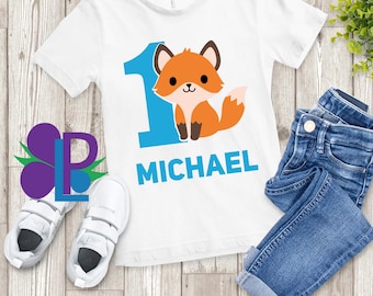 Boys Fox 1st Birthday Shirt: Personalized Woodland Tee