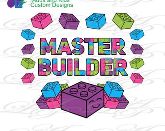 Blocks Master Builder Birthday PNG Design (Digital Download)
