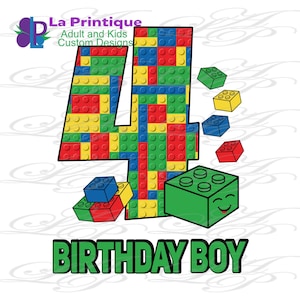 Blocks 4th Birthday Boy PNG Design | Colored Blocks Digital Download ...