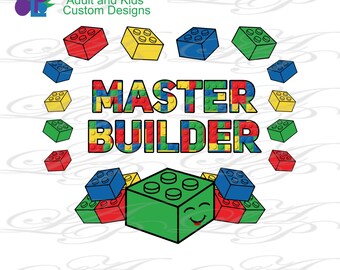 Blocks Master Builder Birthday PNG Design (Digital Download)