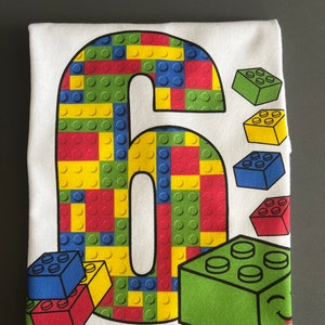 Boys Blocks Birthday Shirt Colored Blocks Building Blocks Birthday Shirt Kids Building Blocks Birthday Shirt Childs Blocks Birthday afbeelding 5